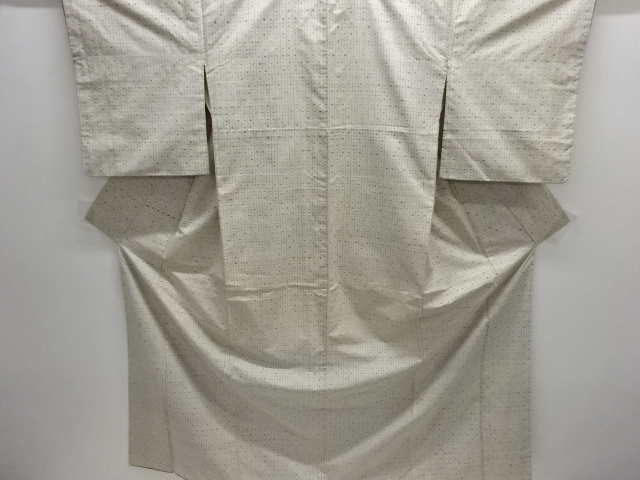 JAPANESE KIMONO / ANTIQUE KIMONO / SILK / TSUMUGI / WOVEN ABSTRACT PATTERN
